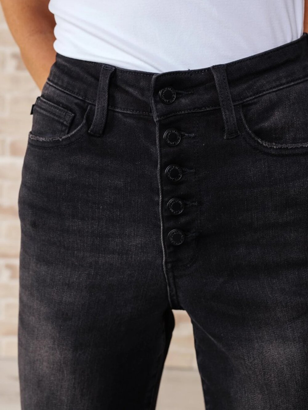 Ryan High Rise Button Fly Wide Leg Crop Jeans - Picture 7 of 9